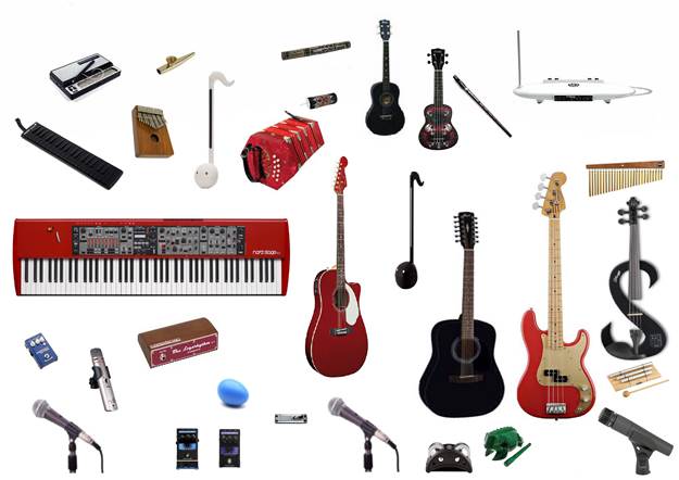 Descrizione: Descrizione: joe natta e le leggende lucchesi, strumenti musicali, theremin, kalimba, ukulele, chitarra, tastiera, stilofono, concertina.jpg