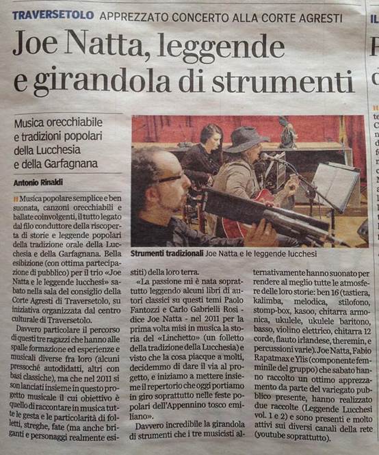 Descrizione: Descrizione: Descrizione: Descrizione: Descrizione: la gazzetta di parma, joe natta leggende lucchesi, cantautore, lucca, traversetolo, musica popolare, canzoni italiane, tradizioni, intervista, folletti, magia, streghe, concerto.jpg