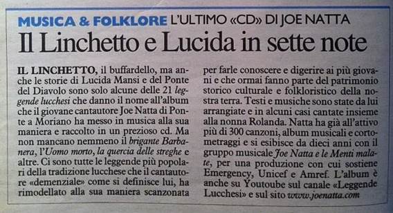 Descrizione: Descrizione: Descrizione: Descrizione: Descrizione: articolo, leggende lucchesi, la nazione, joe natta leggende lucca, musica popolare, canzoni tradizioni, garfagnana, lucca, linchetto, buffardello, cantautore.jpg